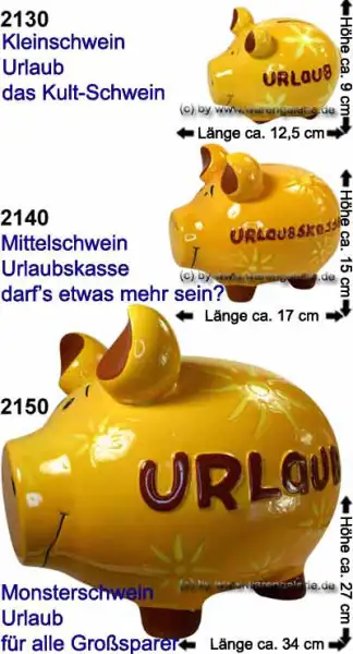 Sparschwein Urlaub/ Urlaubskasse Größenvariante Gesamt