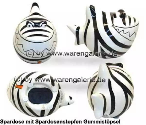 Spardose Spartier Design Zebra-Hai Keramik Gesamt