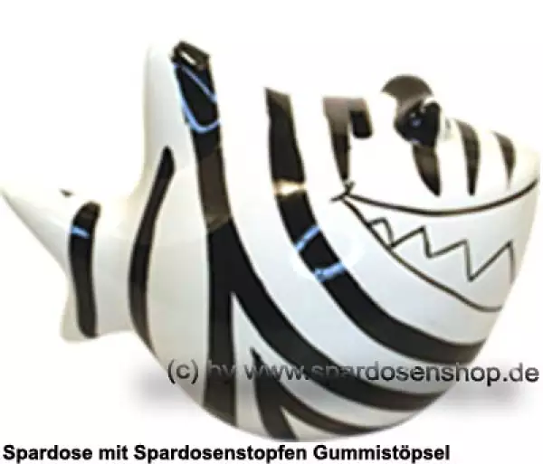 Spardose Spartier Design Zebra-Hai Keramik C