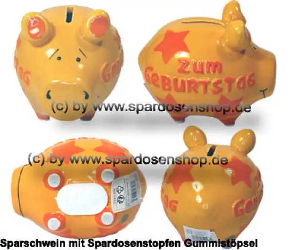 Sparschwein 3D Design Zum Geburtstag dunkelgelb Keramik Gesamt Sparschwein 3D Design Zum Geburtstag dunkelgelb Keramik Gesamt