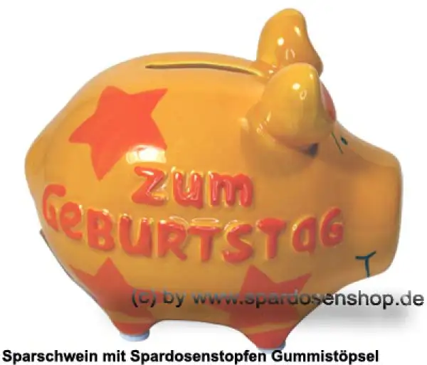 Sparschwein 3D Design Zum Geburtstag dunkelgelb Keramik C Sparschwein 3D Design Zum Geburtstag dunkelgelb Keramik C