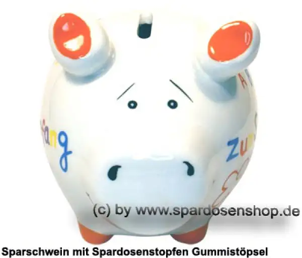 Sparschwein Kleinsparschwein Zum Schulanfang weiß Keramik B Sparschwein Kleinsparschwein Zum Schulanfang weiß Keramik B