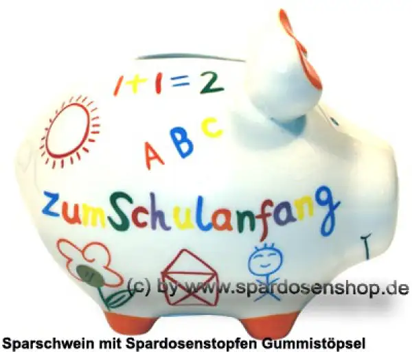 Sparschwein Kleinsparschwein Zum Schulanfang weiß Keramik C Sparschwein Kleinsparschwein Zum Schulanfang weiß Keramik C