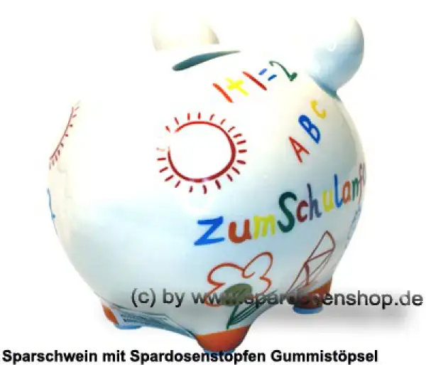 Sparschwein Kleinsparschwein Zum Schulanfang weiß Keramik D Sparschwein Kleinsparschwein Zum Schulanfang weiß Keramik D