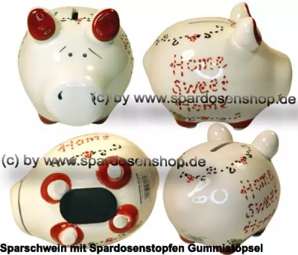 Sparschwein Kleinsparschwein 3D Design Home Sweet Home Keramik Gesamt
