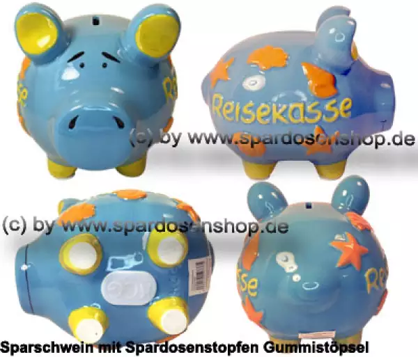 Sparschwein mittelgroßes Sparschwein 3D Design Reisekasse Keramik Gesamt