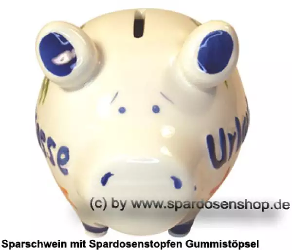 Keramik Sparschwein weiß XL 14x12cm Wiederverwendbare Sparbüchse 