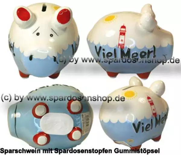 Sparschwein Kleinsparschwein 3D Design Viel Meer! Keramik Gesamt