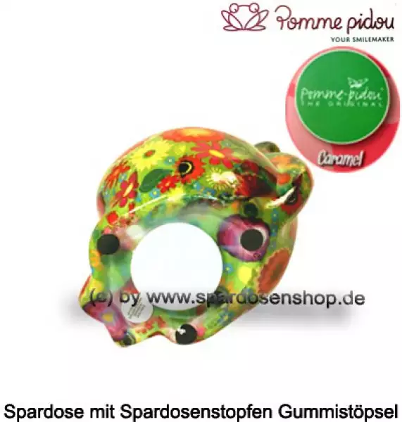 Spardose Spartier Pomme Pidou Katze Caramel grün Keramik E