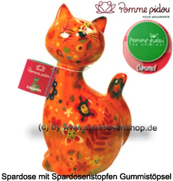 Spardose Spartier Pomme Pidou Katze Caramel orange Keramik A