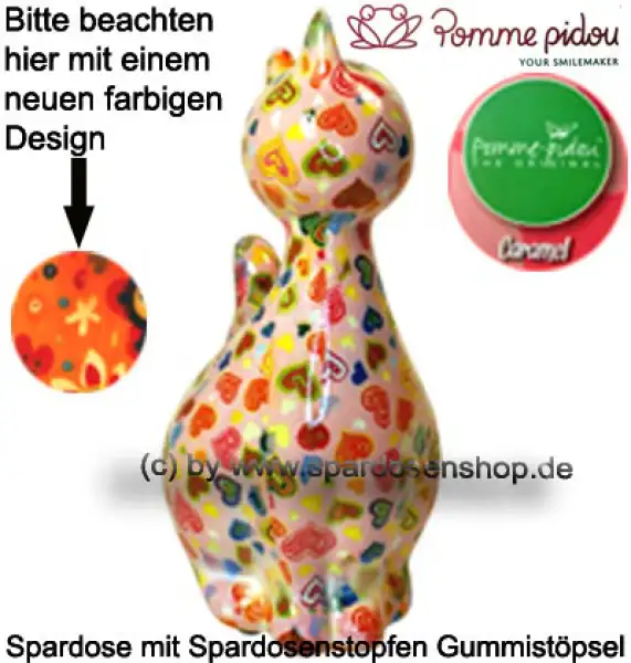 Spardose Spartier Pomme Pidou Katze Caramel orange Keramik B