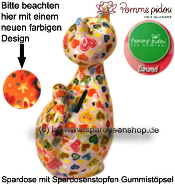 Spardose Spartier Pomme Pidou Katze Caramel orange Keramik D