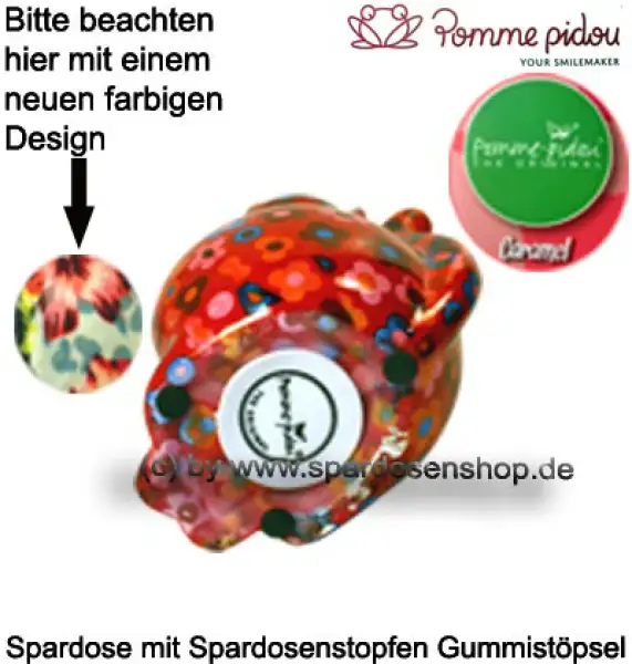 Spardose Spartier Pomme Pidou Katze Caramel blau mit Blumen Keramik E