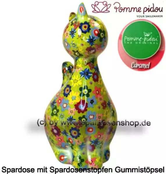 Spardose Spartier Pomme Pidou Katze Caramel hellgrün Keramik B