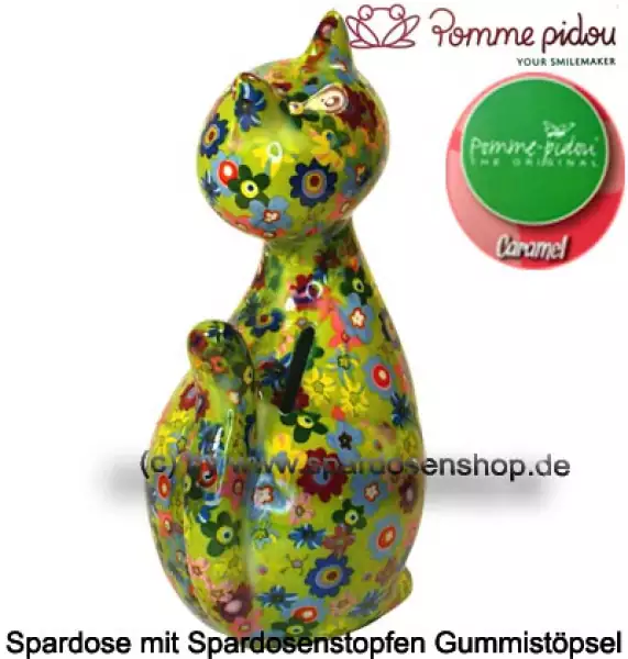 Spardose Spartier Pomme Pidou Katze Caramel hellgrün Keramik D