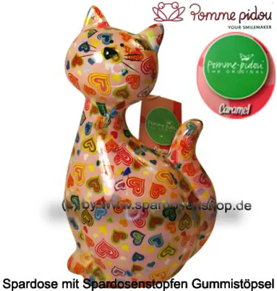 Spardose Spartier Pomme Pidou Katze Caramel rosa Keramik A