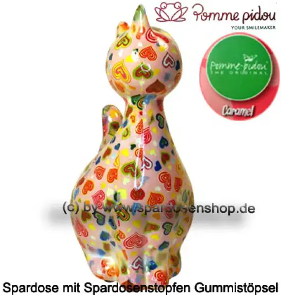 Spardose Spartier Pomme Pidou Katze Caramel rosa Keramik B