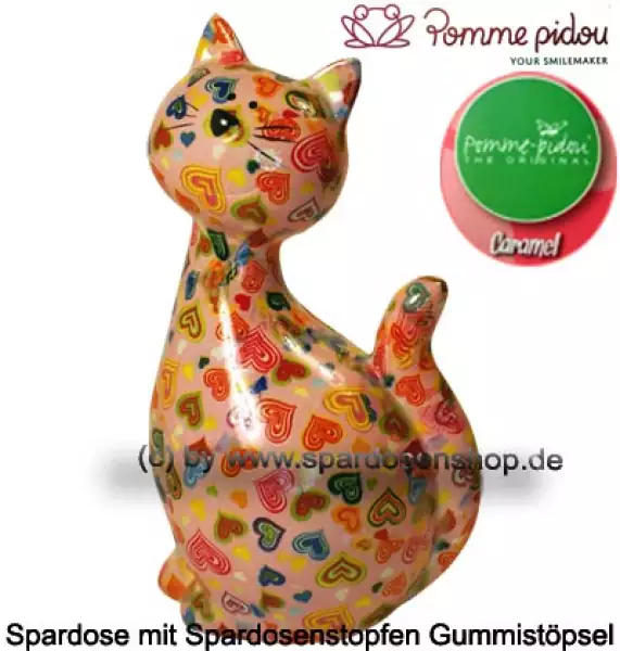 Spardose Spartier Pomme Pidou Katze Caramel rosa Keramik C