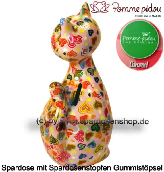 Spardose Spartier Pomme Pidou Katze Caramel rosa Keramik D