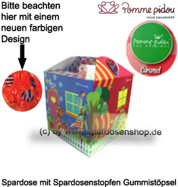 Spardose Spartier Pomme Pidou Katze Caramel rot mit Herzen Keramik Geschenkkarton