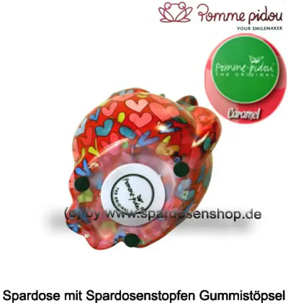 Spardose Spartier Pomme Pidou Katze Caramel rot mit Herzen Keramik E