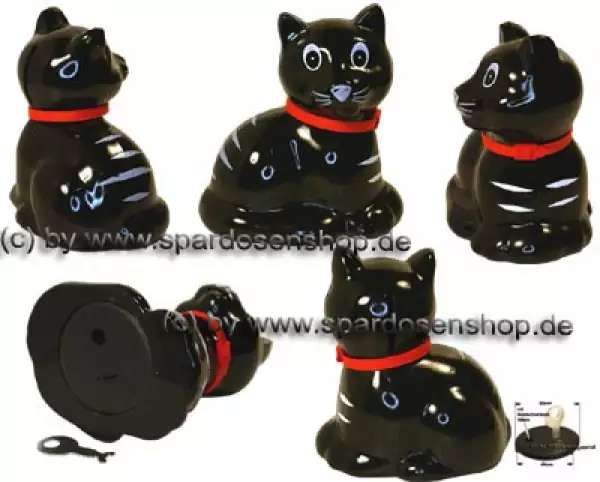 Spardose Katze Katy Kunststoff Farbe schwarz Gesamt A