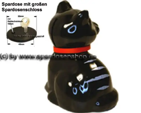 Spardose Katze Katy Kunststoff Farbe schwarz C