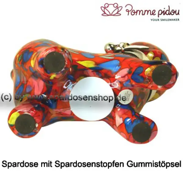 Spardose Spartier Pomme Pidou Katze Kitty rot mit Herzen Keramik E