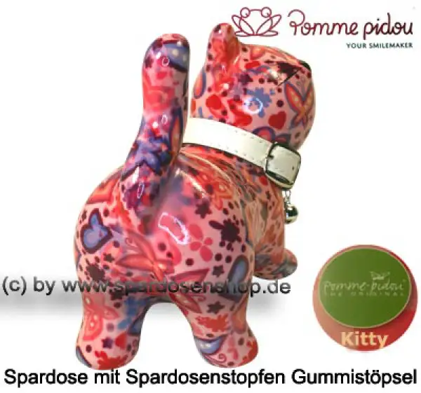 Spardose Spartier Pomme Pidou Katze Kitty rosa mit Herzen Keramik D