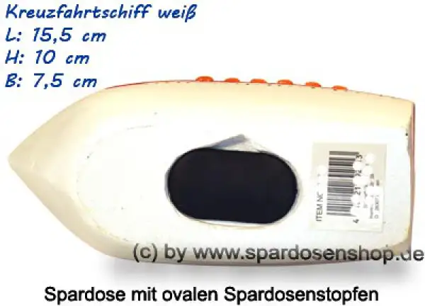 Spardose Kreuzfahrtschiff weiß D