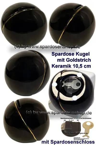 Spardose Kugel mit Goldstrich F Spardose Kugel mit Goldstrich F