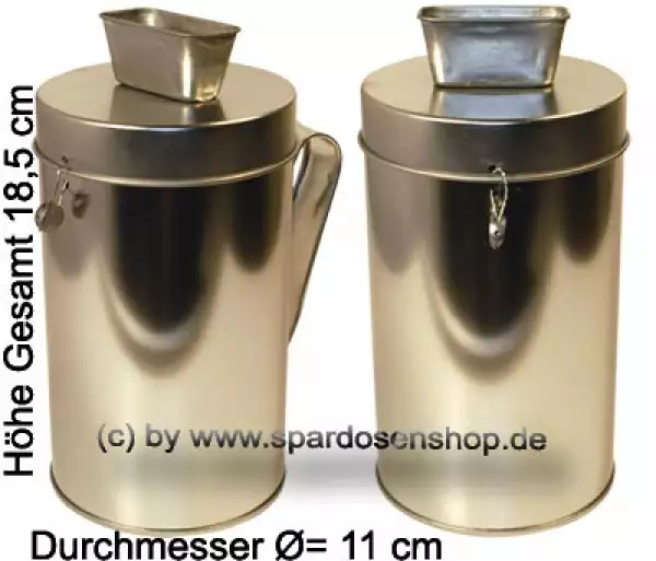 Metall Spendendose Spardose mit Griff Maße ca.: H= 18,5 cm A Metall Spendendose Spardose mit Griff Maße ca.: H= 18,5 cm A