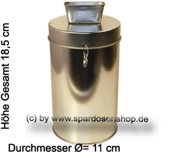 Metall Spendendose Spardose mit Griff Maße ca.: H= 18,5 cm D Metall Spendendose Spardose mit Griff Maße ca.: H= 18,5 cm D