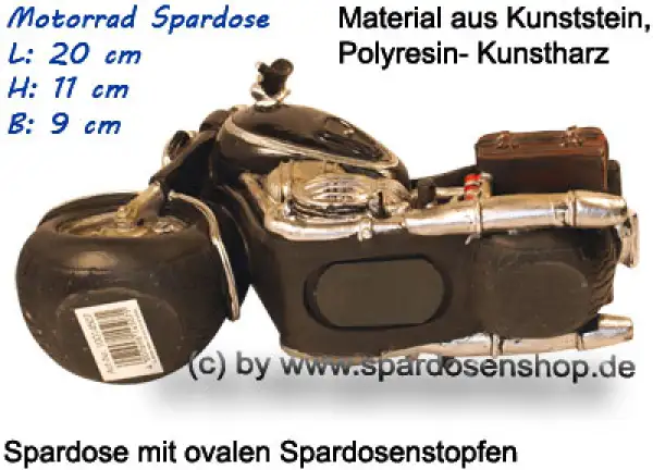 Spardose Motorrad schwarz/ bunt E