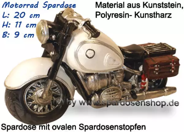 Spardose Motorrad weiß/ bunt A