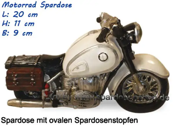 Spardose Motorrad weiß/ bunt D