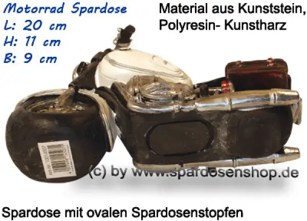 Spardose Motorrad weiß/ bunt E