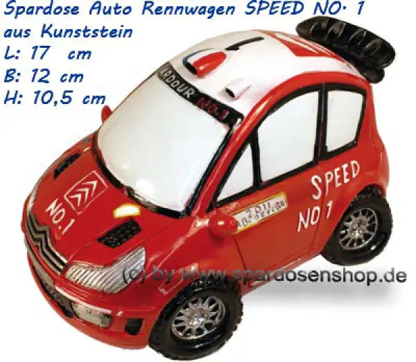 Spardose Auto Rennwagen SPEED NO. 1 Kunststein A