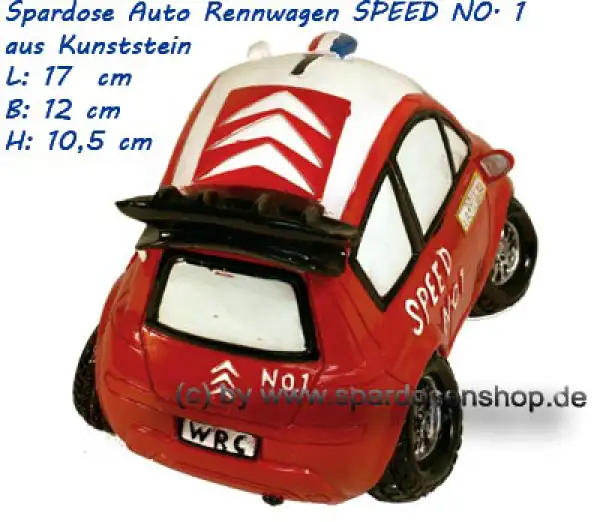 Spardose Auto Rennwagen SPEED NO. 1 Kunststein C Spardose Auto Rennwagen SPEED NO. 1 Kunststein C