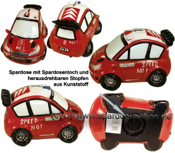 Spardose Auto Rennwagen SPEED NO. 1 Kunststein Gesamt