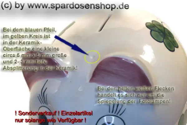 Sparschwein Riese extra Groß Dekor Kleeblatt weiß ! Sonderverkauf ! 457a Sparschwein Riese extra Groß Dekor Kleeblatt weiß ! Sonderverkauf ! 457a