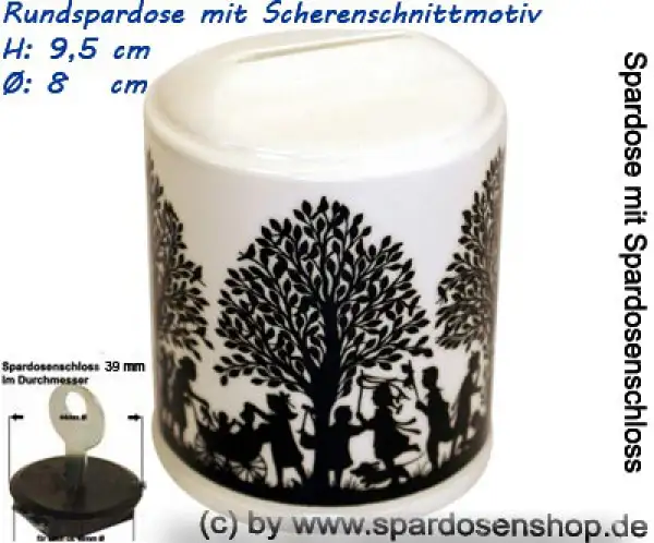 Spardose Rundspardose Scherenschnitt B