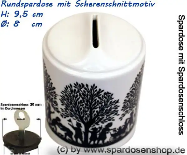 Spardose Rundspardose Scherenschnitt F