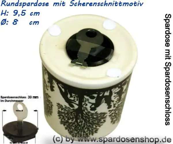 Spardose Rundspardose Scherenschnitt G