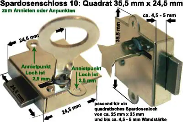 Spardosenschloss 10: Quardrat Spardosenschloss 10: Quardrat