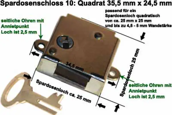 Spardosenschloss 10: Quardrat