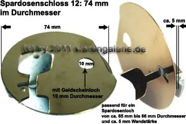 Spardosenschloss 12: 74mm