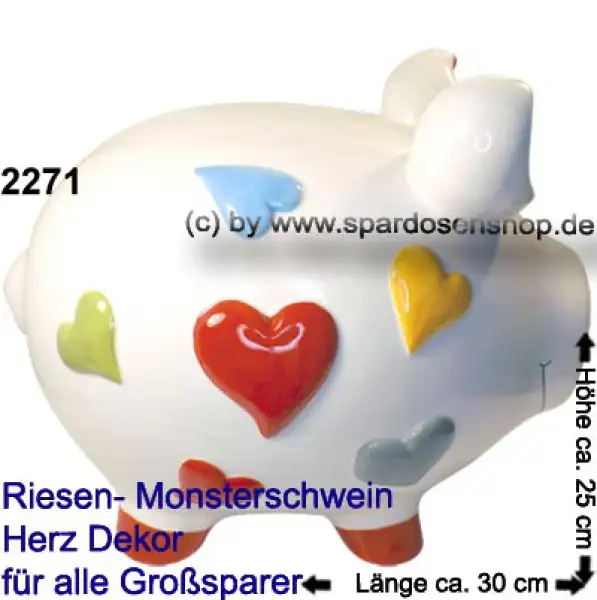 Sparschwein riesengroßes Monster Sparschwein 3D Design Herz Dekor Keramik C