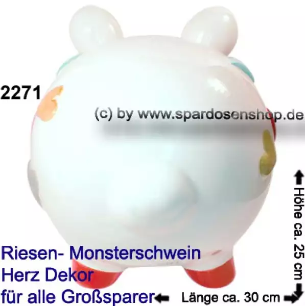 Sparschwein riesengroßes Monster Sparschwein 3D Design Herz Dekor Keramik D