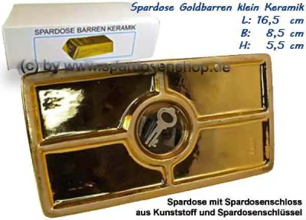 Spardose Goldbarren klein Keramik mit Spardosenschloss C Spardose Goldbarren klein Keramik mit Spardosenschloss C
